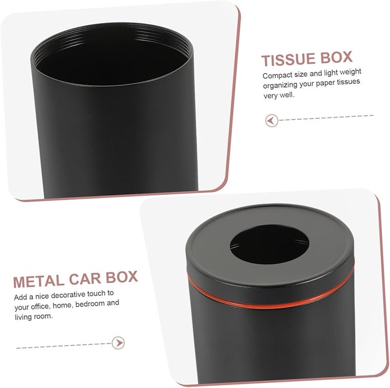 حامل علبة المناديل للسيارة السوداء تصميم دائري إبداعي للاستخدام في المكتب والمنزل والسيارة - Image 3